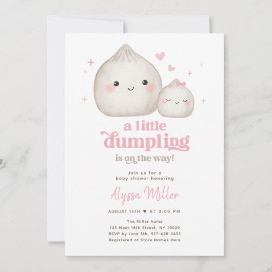 Sweet Pink Little Dumpling Baby shower Kaart (Voorkant)