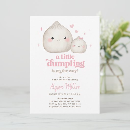 Sweet Pink Little Dumpling Baby shower Kaart (Staand voorkant)