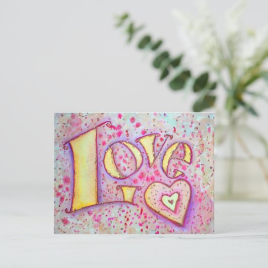 Sweet Pink Love Art Briefkaart schilderen (Staand voorkant)