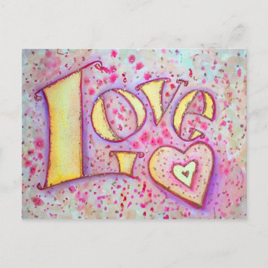 Sweet Pink Love Art Briefkaart schilderen (Voorkant)