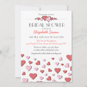 Sweet Pink Love Heart Bridal Shower Kaart