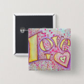 Sweet Pink Love Word Art Button of Pin schilderen (Voorkant /achterkant)