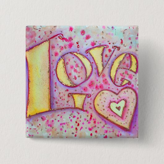 Sweet Pink Love Word Art Button of Pin schilderen (Voorkant)