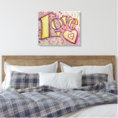 Sweet Pink Love Word Artwork Canvas Painting Afdruk (Insitu (Slaapkamer))