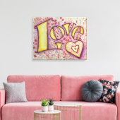 Sweet Pink Love Word Artwork Canvas Painting Afdruk (Insitu (Woonkamer))