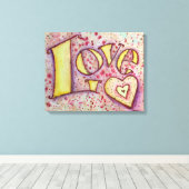 Sweet Pink Love Word Artwork Canvas Painting Afdruk (Insitu (Houten vloer))