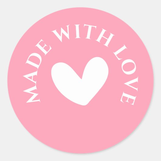 Sweet Pink "Made With Love" Ronde Sticker (Voorkant)