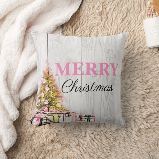 Sweet Pink Merry Kerstboom & Cadeaus Vakantie Kussen (Deken)