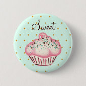 Sweet Pink Mint Cupcake Button (Voorkant)