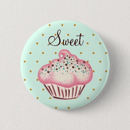 Sweet Pink Mint Cupcake Button (Voorkant)