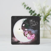 Sweet Pink Moon Baby shower Kaart (Staand voorkant)