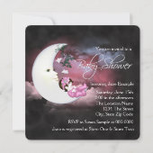 Sweet Pink Moon Baby shower Kaart (Achterkant)