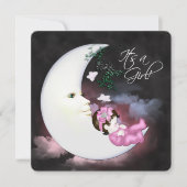Sweet Pink Moon Baby shower Kaart (Voorkant)