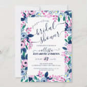 Sweet Pink Navy Flowers Waterverf Vrijgezellenfees Kaart (Voorkant)