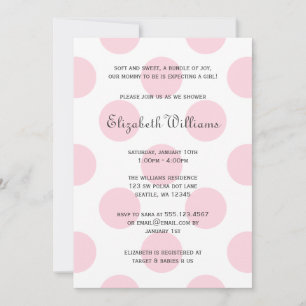 Sweet Pink Polka Dots Baby Girl Shower Kaart
