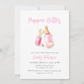 Sweet Pink Poppin Bottles Champagne Baby shower Kaart (Voorkant)