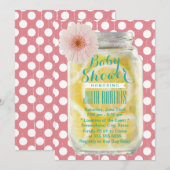 Sweet Pink Pots Mason Jar Baby shower Kaart (Voorkant / Achterkant)
