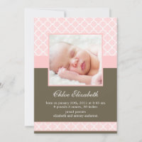 Sweet Pink Quatrefoil Girl Foto geboorte