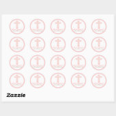 Sweet Pink Religious Celebration Cross Ronde Sticker (Vel)