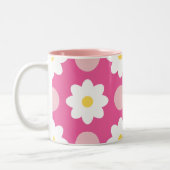 Sweet Pink Retro Bloemenpatroon Tweekleurige Koffiemok (Links)