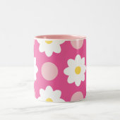 Sweet Pink Retro Bloemenpatroon Tweekleurige Koffiemok (Center)