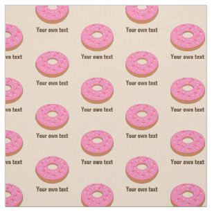 Sweet Pink Ring Donut op Beige - jouw tekst Stof