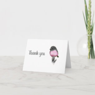Sweet Pink Robin Bird Bedankt voor je briefkaarten