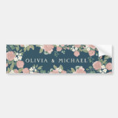 Sweet Pink Rose Floral Wedding Bumpersticker (Voorkant)