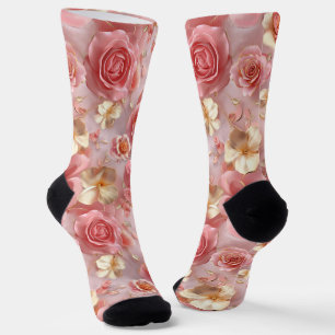 Sweet Pink Roses op pastelterrein Sokken