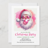 Sweet pink santa chewing gum watercolor Christmas Kaart (Voorkant)