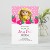 Sweet Pink Schattigee Aardbei Meisje Foto 1e Verja Kaart (Staand voorkant)
