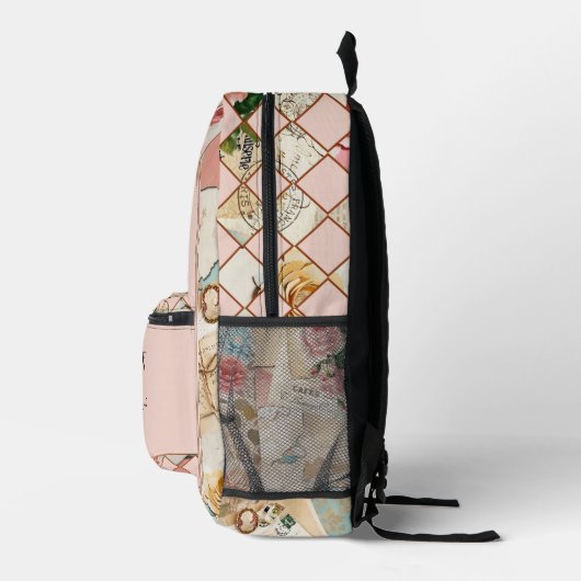 Sweet Pink Scrapbook Boho Chic Bedrukte Rugzak (Rechts)