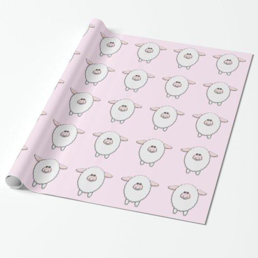 Sweet Pink Sheep Baby shower Cadeaupapier (Uitgerold)