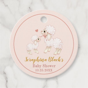 Sweet Pink Sheep Baby shower Dank u Bedankjes Labels