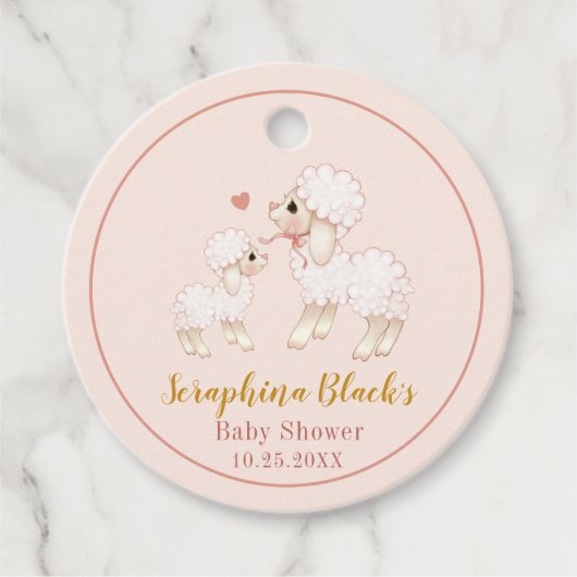 Sweet Pink Sheep Baby shower Dank u Bedankjes Labels (Voorkant)