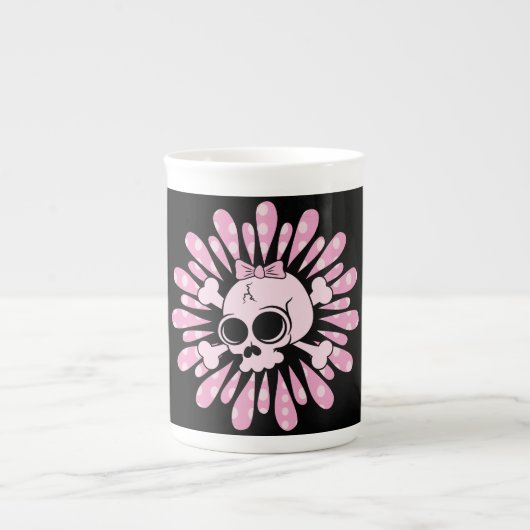Sweet Pink Skull Porselein Kop (Voorkant)