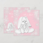 Sweet Pink Snowflake Winter Wonderland Baby shower Kaart (Voorkant / Achterkant)