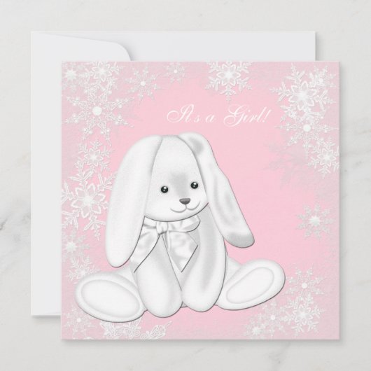 Sweet Pink Snowflake Winter Wonderland Baby shower Kaart (Voorkant)