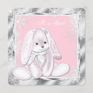 Sweet Pink Snowflake Winter Wonderland Baby shower Kaart