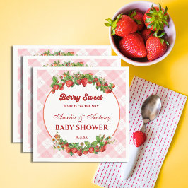 Sweet Pink Strawberry Baby shower Servet