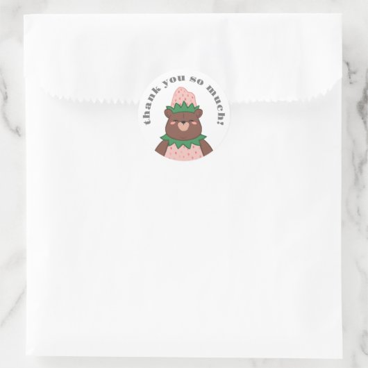 Sweet Pink Strawberry Beer Baby shower Bedankt Ronde Sticker (Tas)