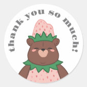 Sweet Pink Strawberry Beer Baby shower Bedankt Ronde Sticker (Voorkant)