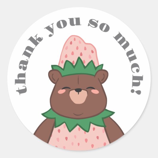 Sweet Pink Strawberry Beer Baby shower Bedankt Ronde Sticker (Voorkant)