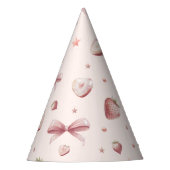 Sweet Pink Strawberry Love Hart en Sterren Feesthoedjes (Voorkant)