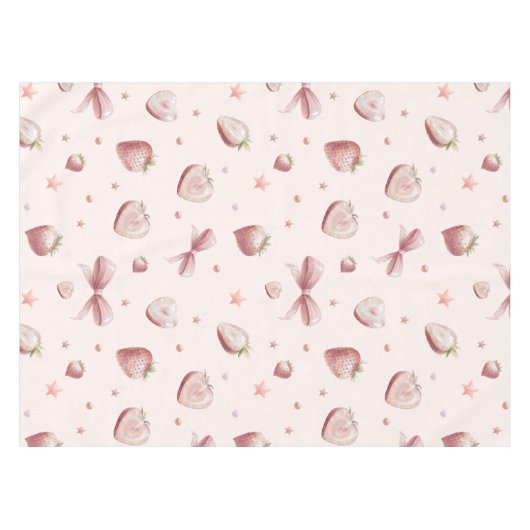 Sweet Pink Strawberry Love Hart en Sterren Tafelkleed (Voorkant (Horizontaal))