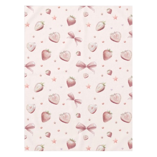 Sweet Pink Strawberry Love Hart en Sterren Tafelkleed (Voorkant)