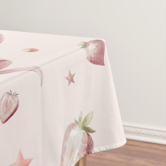 Sweet Pink Strawberry Love Hart en Sterren Tafelkleed (Voorbeeld)