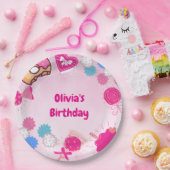 Sweet Pink Swan & Snoep Verjaardag Papieren Bordje (Feest)