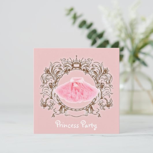 Sweet Pink Tutu Prinses Verjaardag Party uitnodigi Kaart (Staand voorkant)