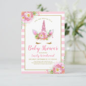Sweet Pink Unicorn Face Baby shower Uitnodiging (Staand voorkant)